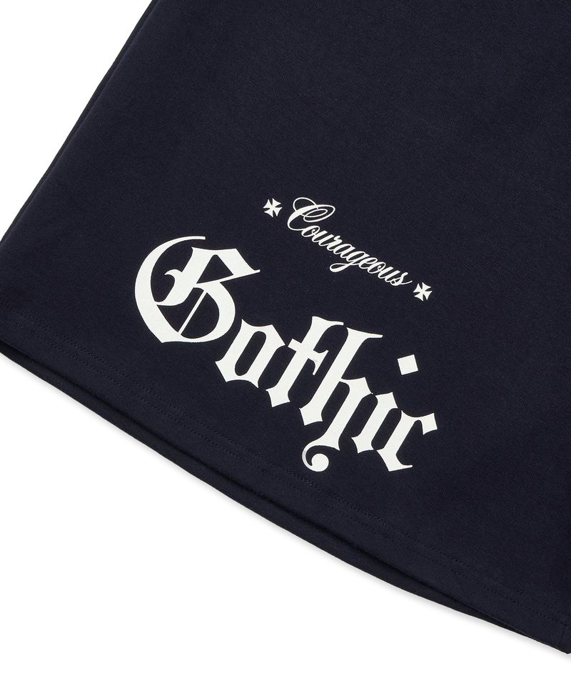 Gothic lettering Bermuda sweatpants - Navy