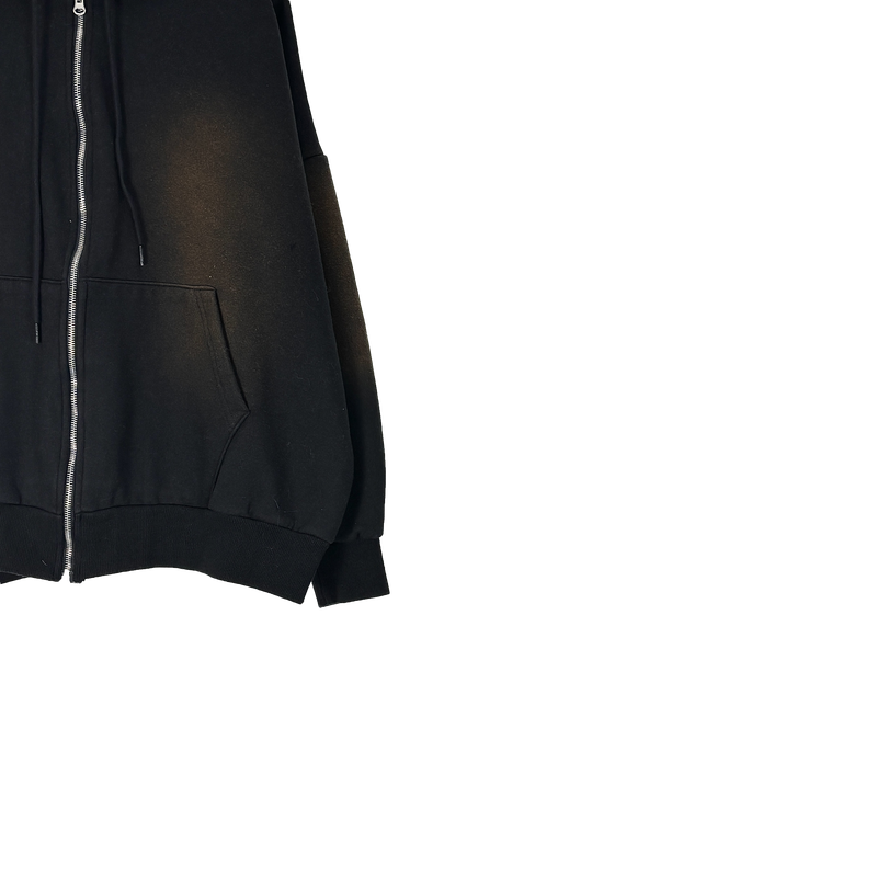 cat brush fleece hood zip-up