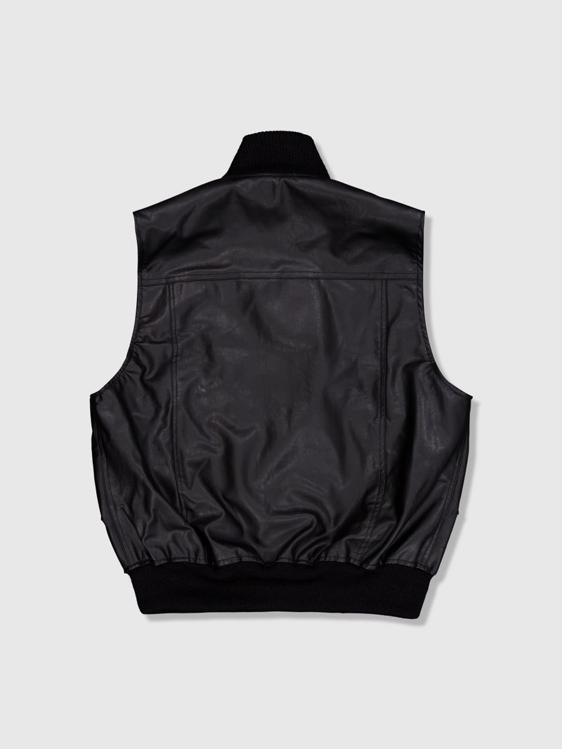 Leather Cargo Vest (Black)