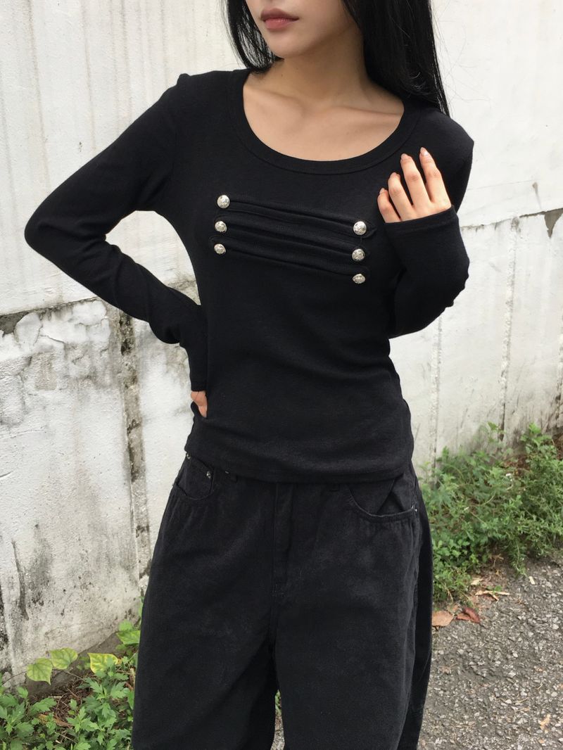 Léon Metal Slim Button Long Sleeve (3c)