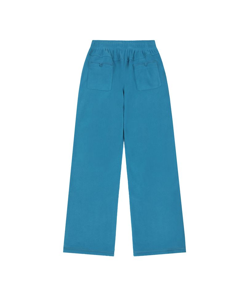 Button Point Fleece Pintuck Pants - BLUE