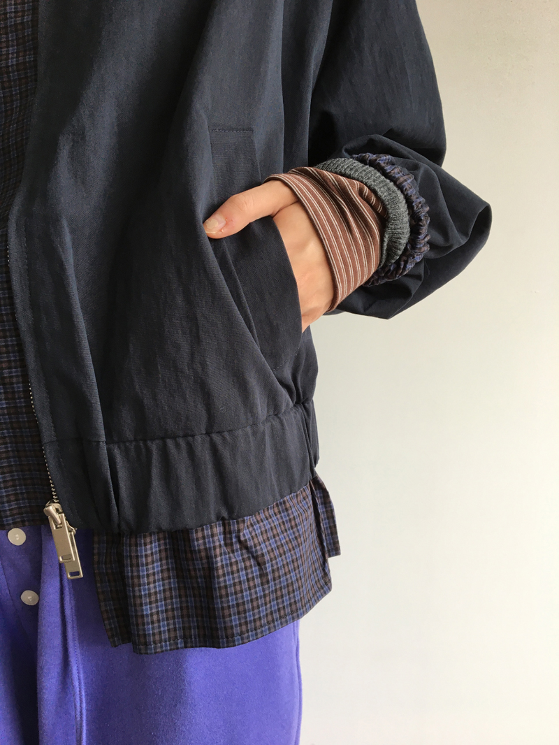 Petit check frill blouson (2color)