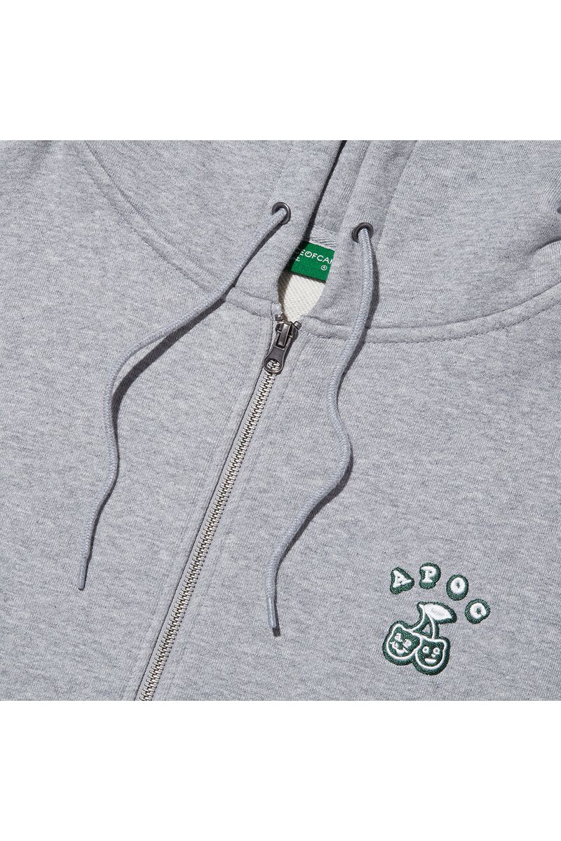 Cherry Bear Hood Zipup_Grey