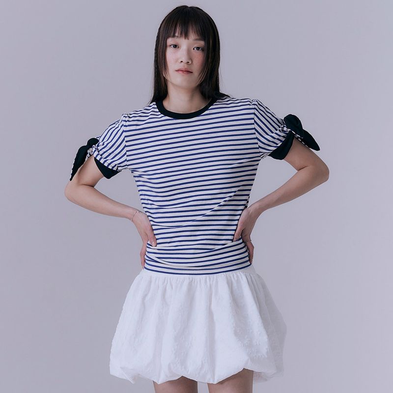 Stripe knot t-shirt (COBALT BLUE)
