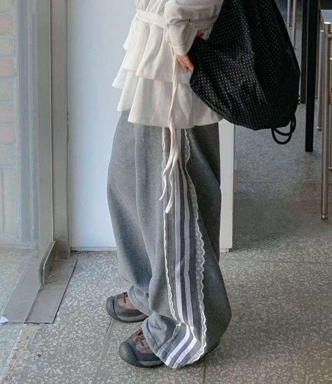 BAON（バオン）の「Pilfer Lace Brushed Banding Wide Pants（Pants）」
