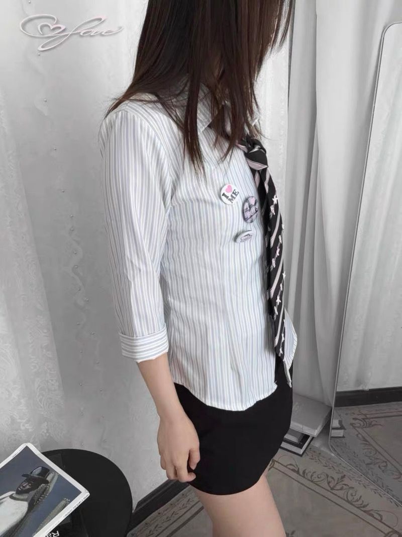 3/4 Sleeve Striped Shirt