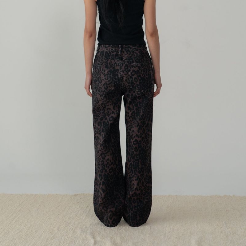 LEOPARD WIDE PANTS (WINE)