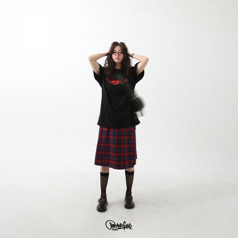 TARTAN CHECK WRAP SKIRT RED