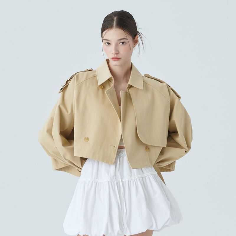 CROP TRENCH JACKET / BEGIE