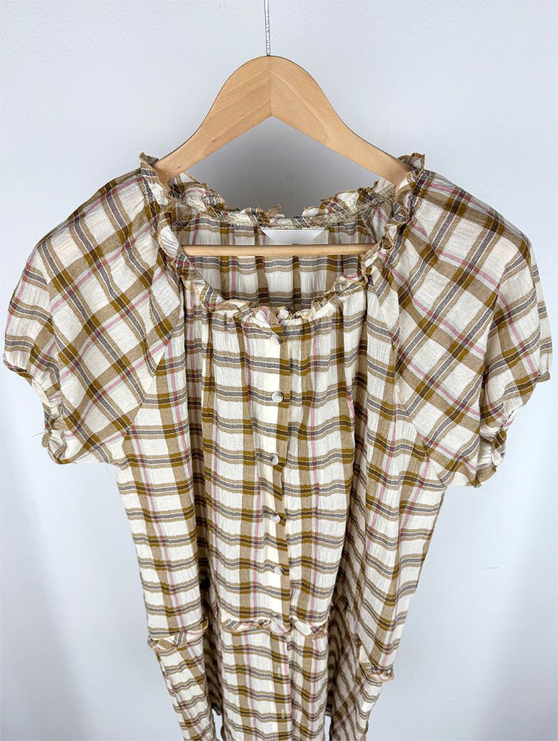 SAGE CHECK FRILL DRESS (2C)