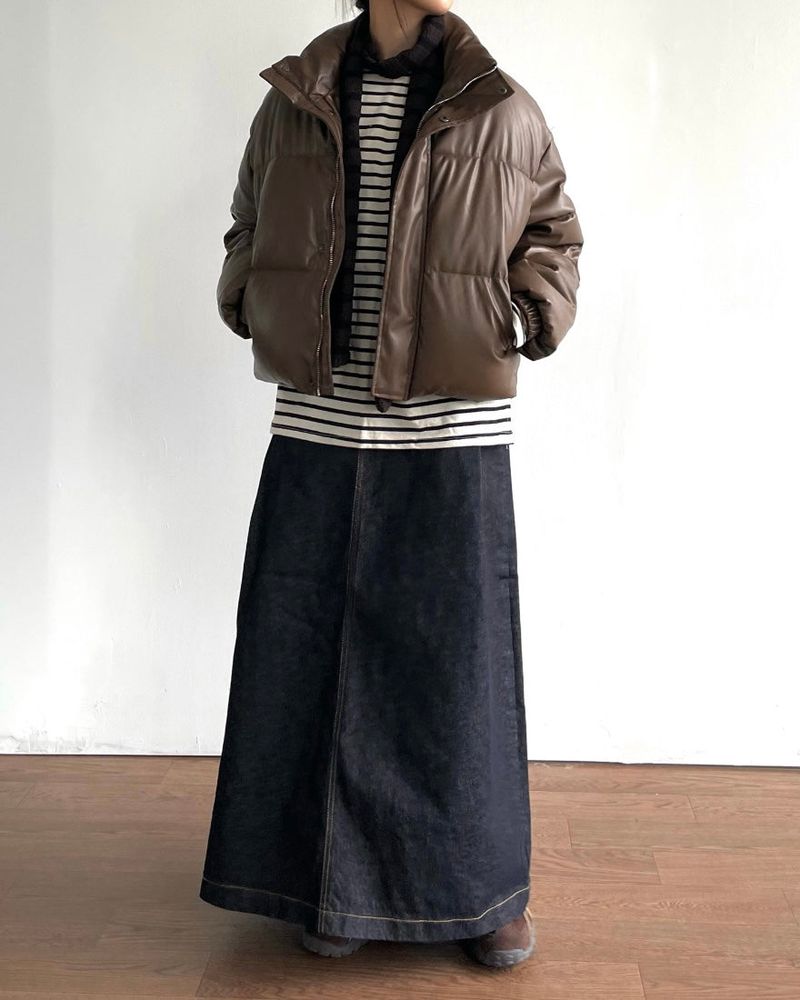 Mute Leather Short Padding Down Jumper 3C