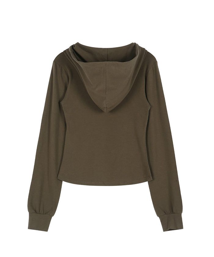 Cut Out Slim Hoodie (BROWN)