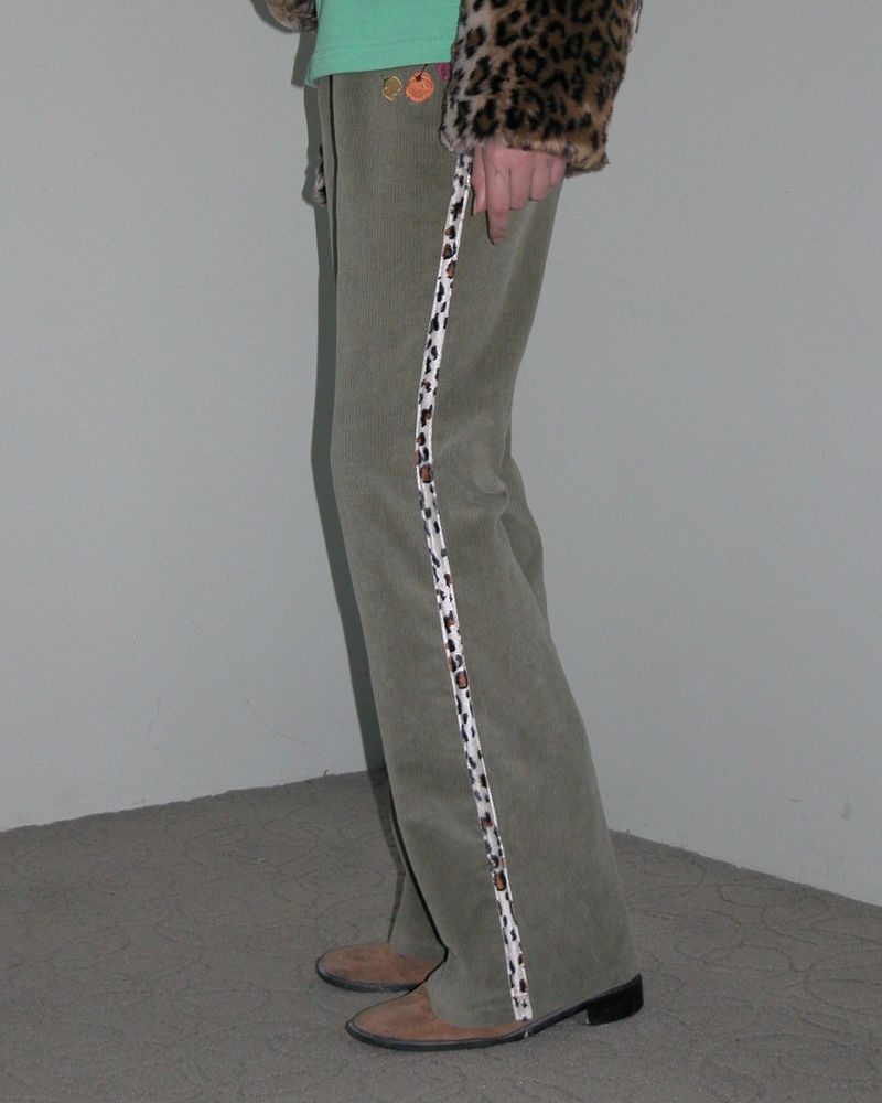 Leopard Corduroy Pants, Khaki