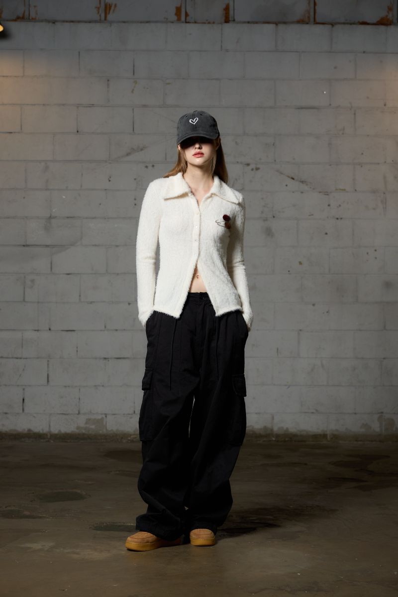 ARO WIDE CAGO PANTS / BLACK