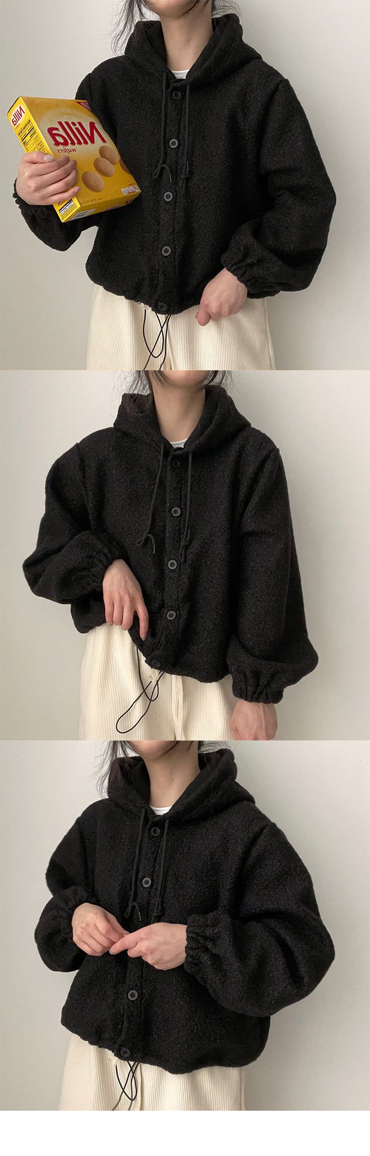 Dali Wool String Avant Snap Hooded Jumper