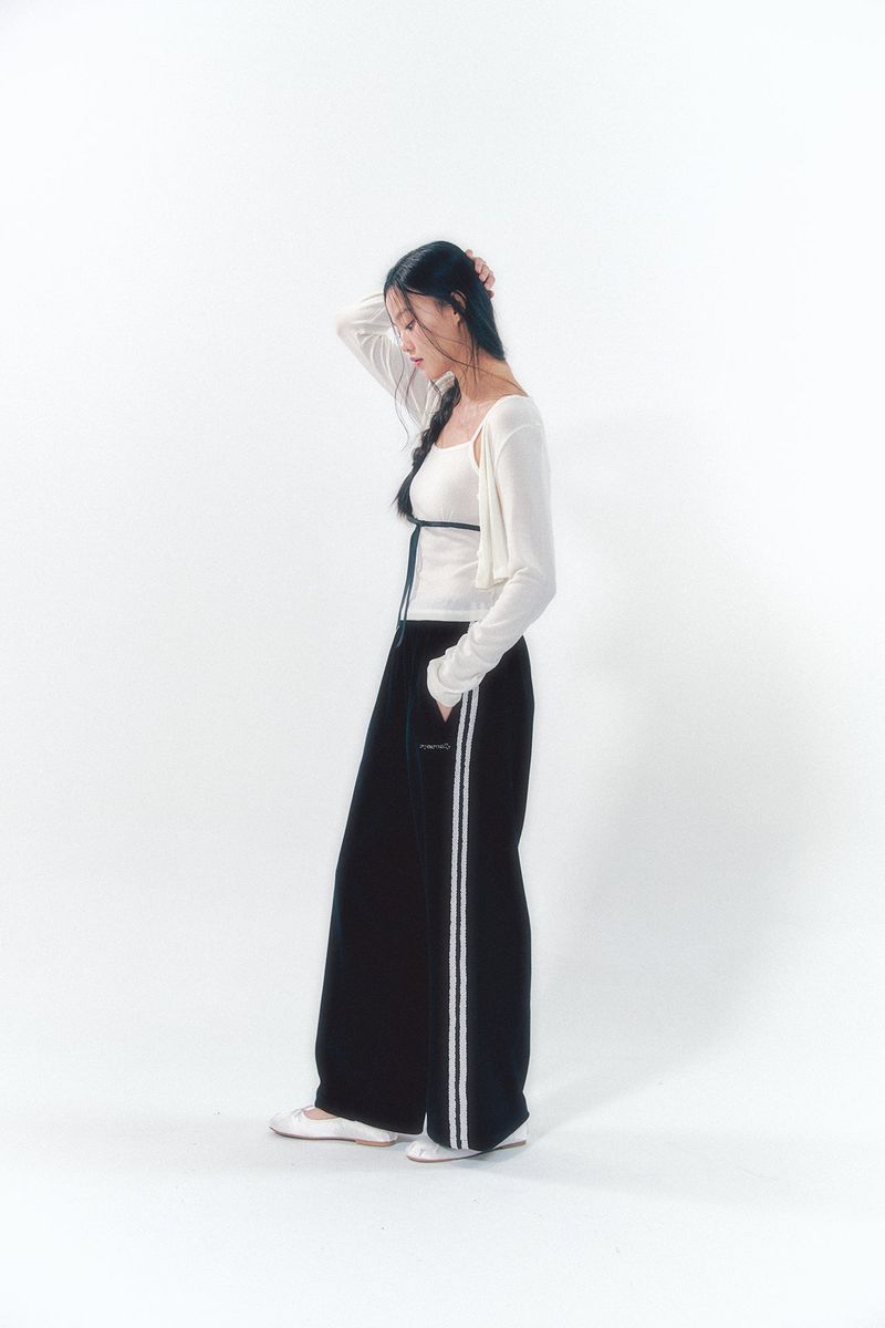 Velvet Lace Track Pants Black