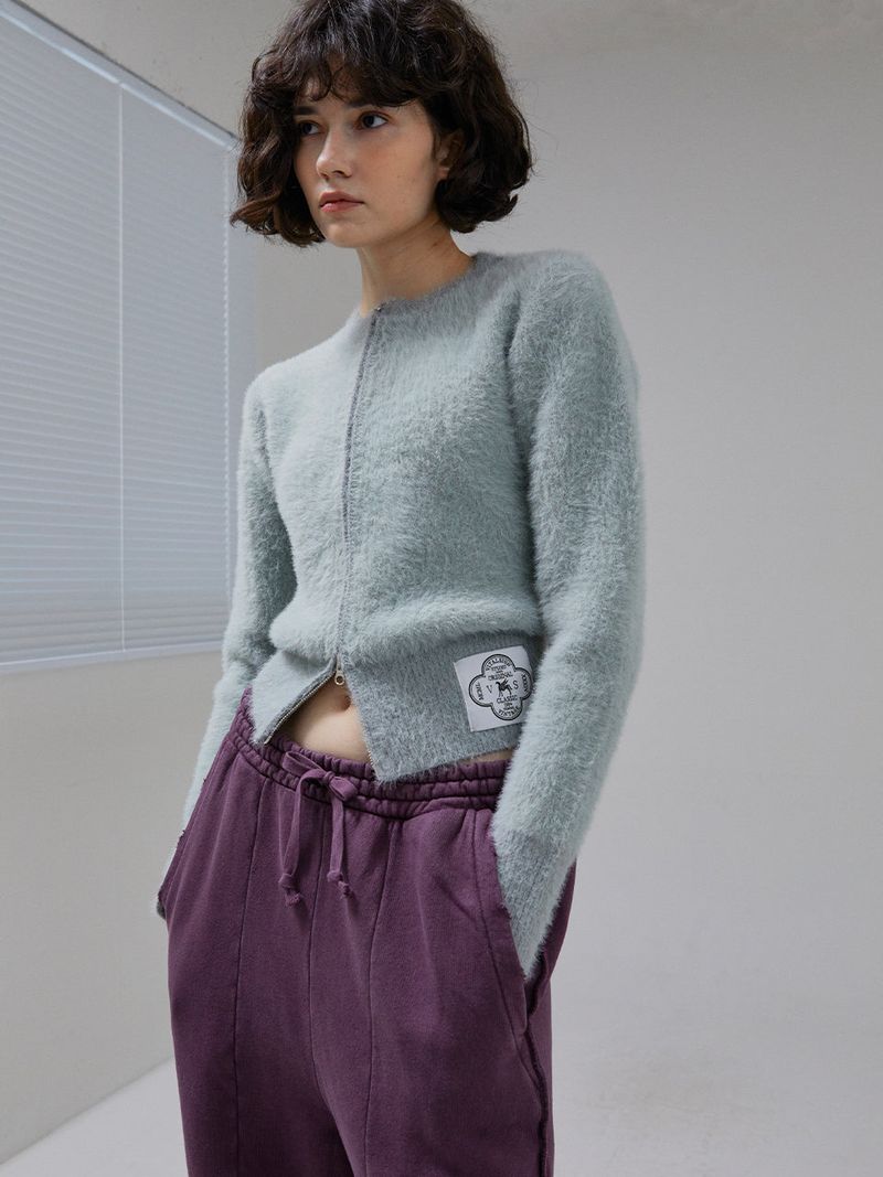 [LINE] Mohair Wool Blend Knit Zip-Up