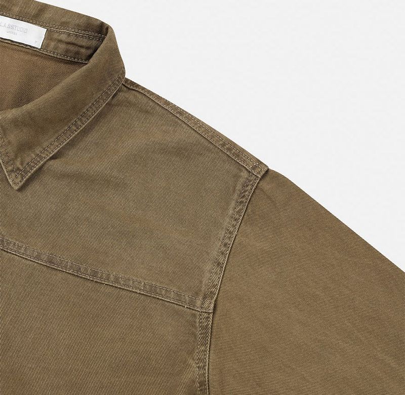 Rentto Basic Collar Zipper Loose Fit Cotton Jacket