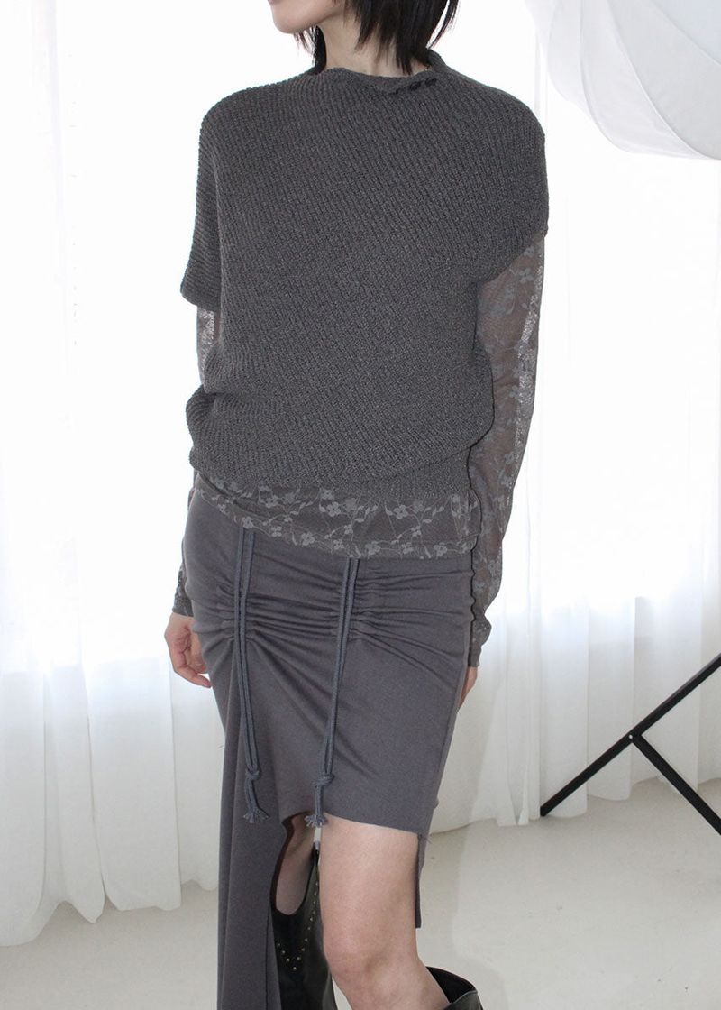 LOW SHIRRING CUTOUT SKIRT (2color)