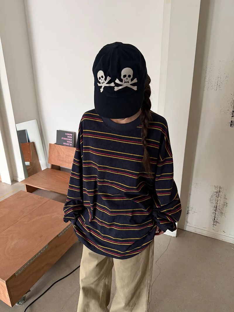 multi stripe boxy T