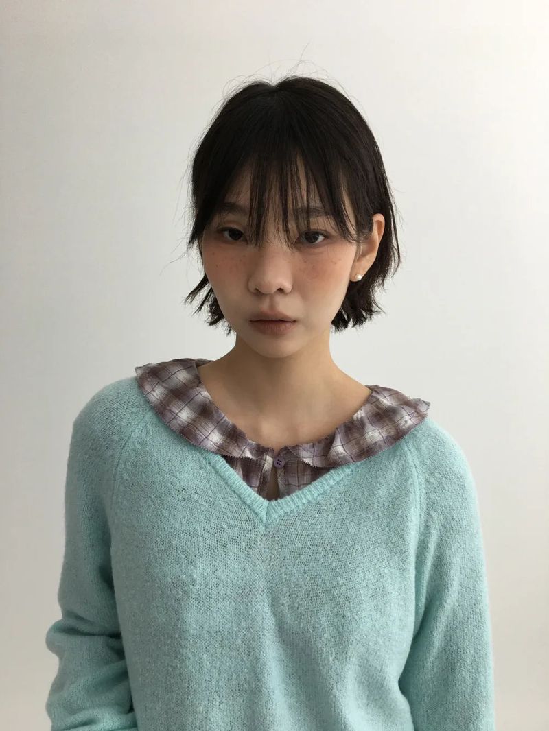 Dinf Frill Check Blouse (1color)