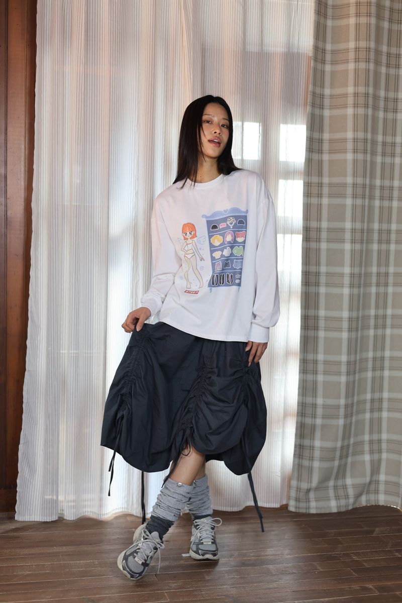  drawn ruffle skirt_charcoal