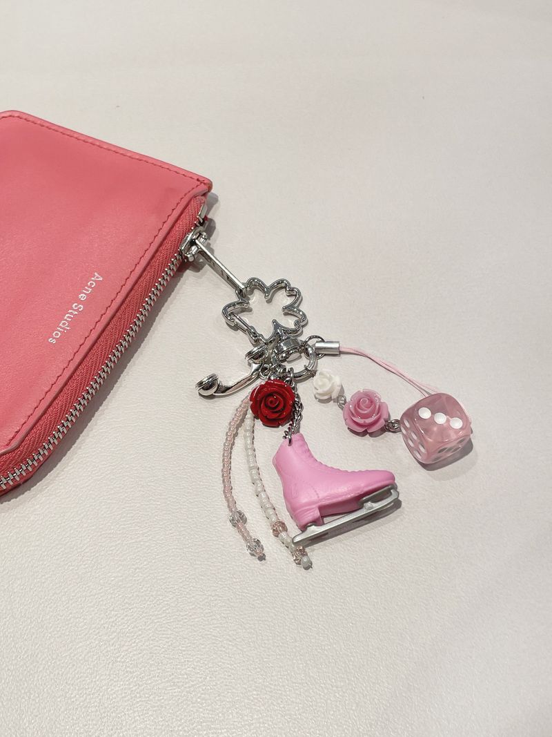 Pink Calling  Skate Keyring Bag Charm Keychain