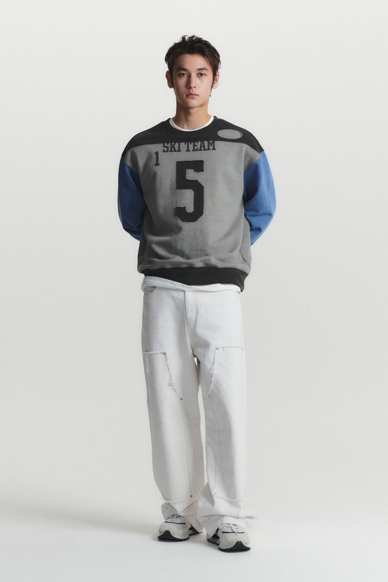 Garden express(ガーデンエクスプレス)の「COLOR BLOCK SWEAT SHIRT (blue mix)(Tops)」
