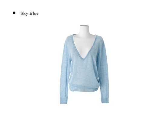Oshi Mohair Loose-Fit Deep V-Neck Knit