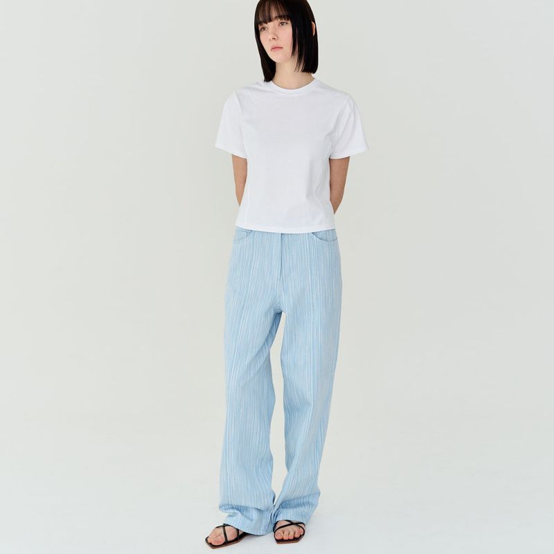 COTTON STRIPE WIDE PANTS (BLUE)