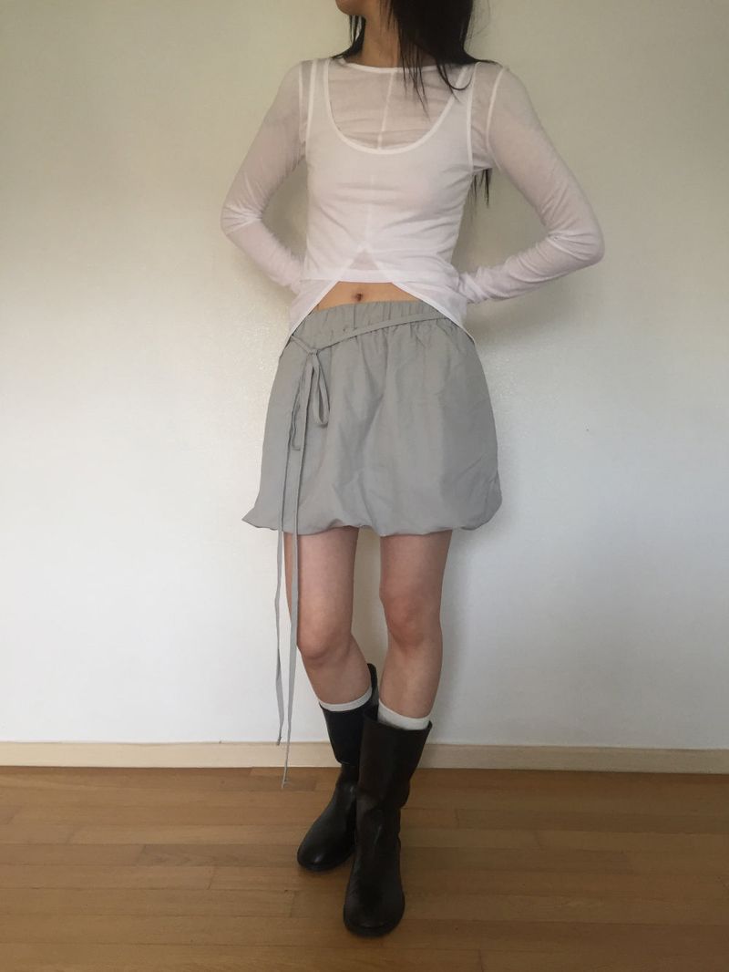 Tie Balloon Mini Skirt (4 colors)