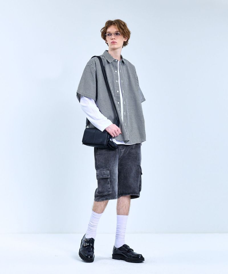 87-STAN072 Classic OverFit Short-Sleeved Gingham Check Shirt