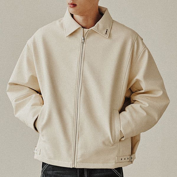 ROMANTIC CROWN（ロマンティッククラウン）の「VEGAN LEATHER SINGLE JACKET_OATMEAL（Jackets/Outerwear）」