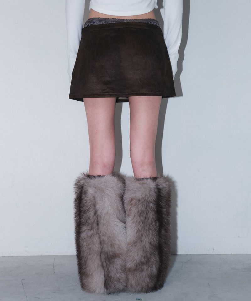 furry leg warmer - beige