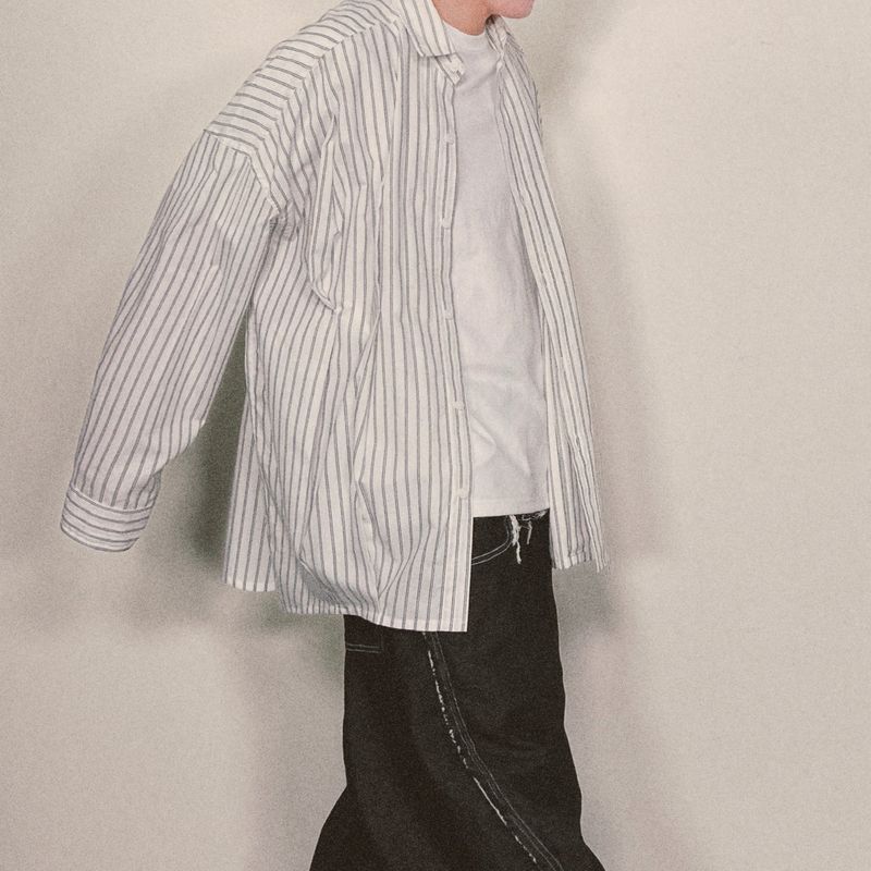 offset stripe shirt_white