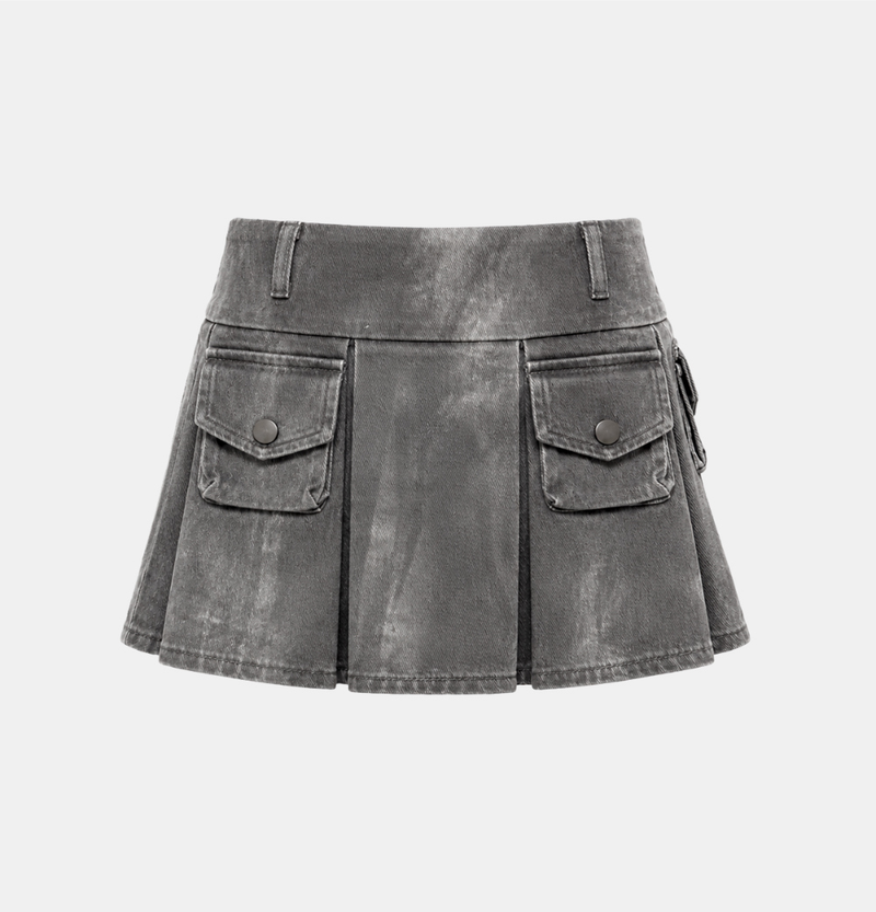 Miley Washed Cargo Pleats Skirt