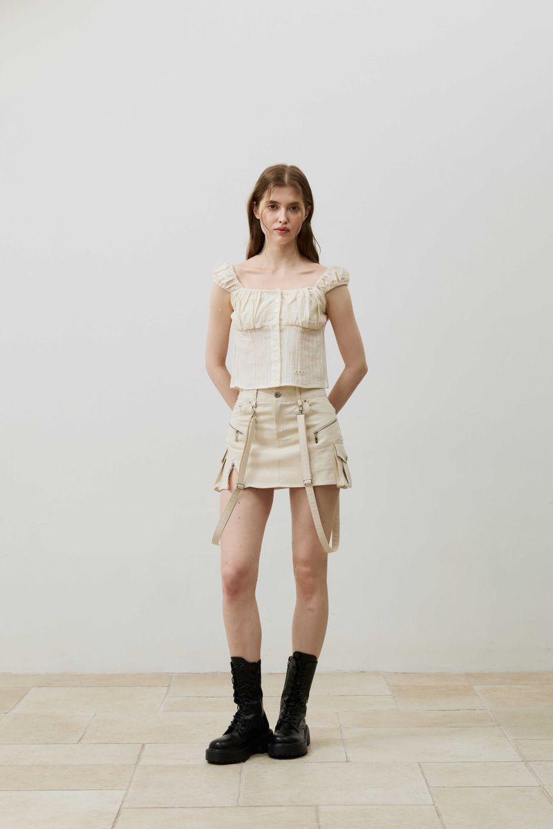 CUDDLY SLEEVELESS TOP / BEIGE