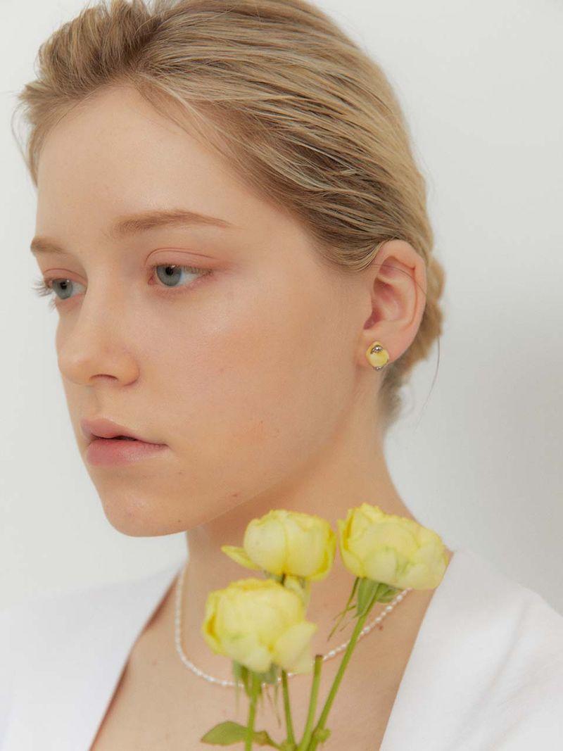 Holiday daily rhombus ceramic earring(YG)
