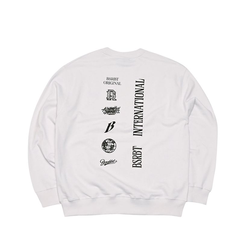 BSR2223FWPO073 MULTI LOGO CREWNECK WHITE