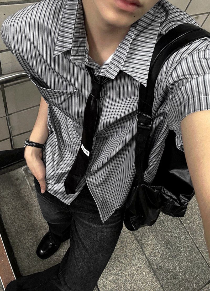 Silk Striped Classic Shirt & Tie Set