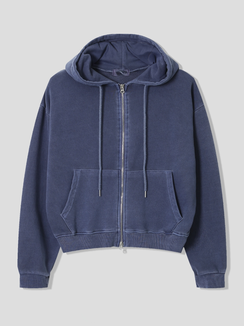 pigment crop hood zip up 