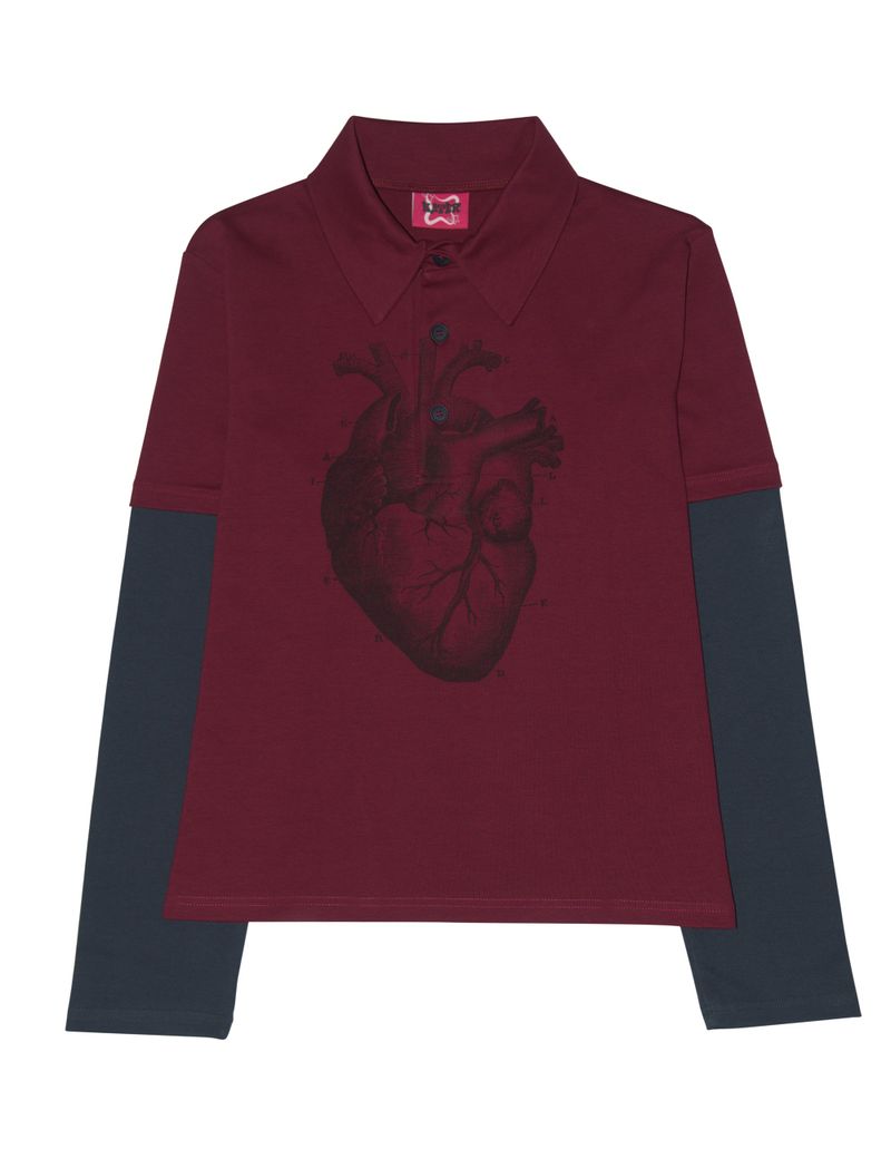 KATER（カーター）の「Heart PK layered long sleeve BURGUNDY（Tops）」