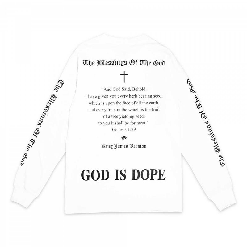 TZ God Is Dope Long Sleeve Tee - White