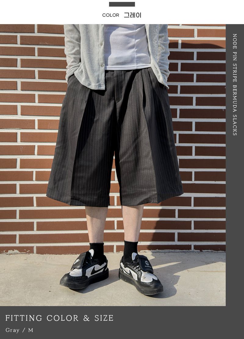 Node Pin Stripe Bermuda Slacks