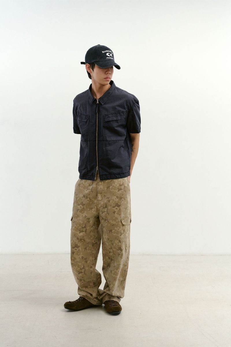 Overlap Pocket Camo Pants (Washed Beige)