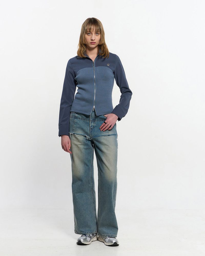 Ribbed Slim Zip-up _ BLUE