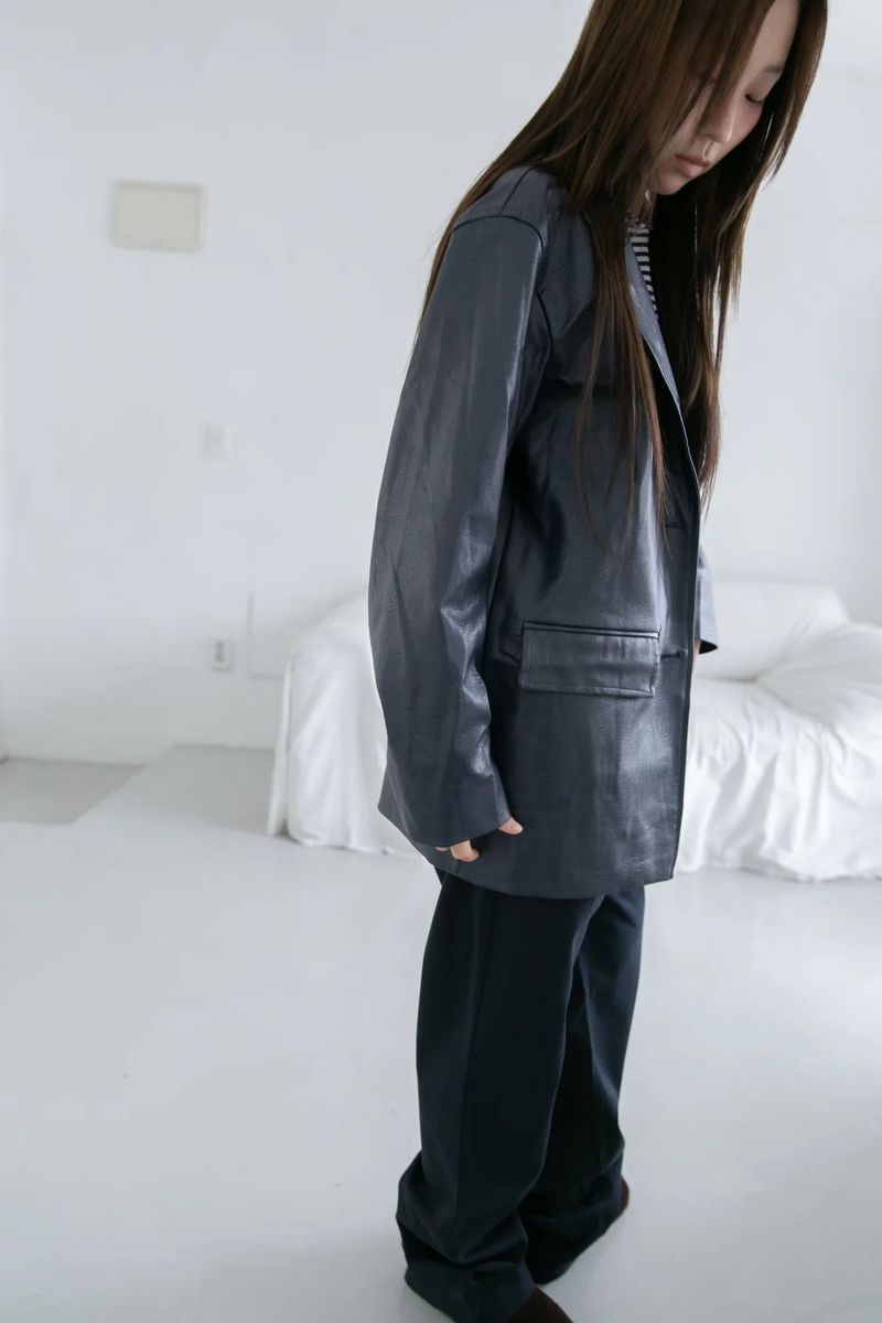 regular leather jacket(2colors)