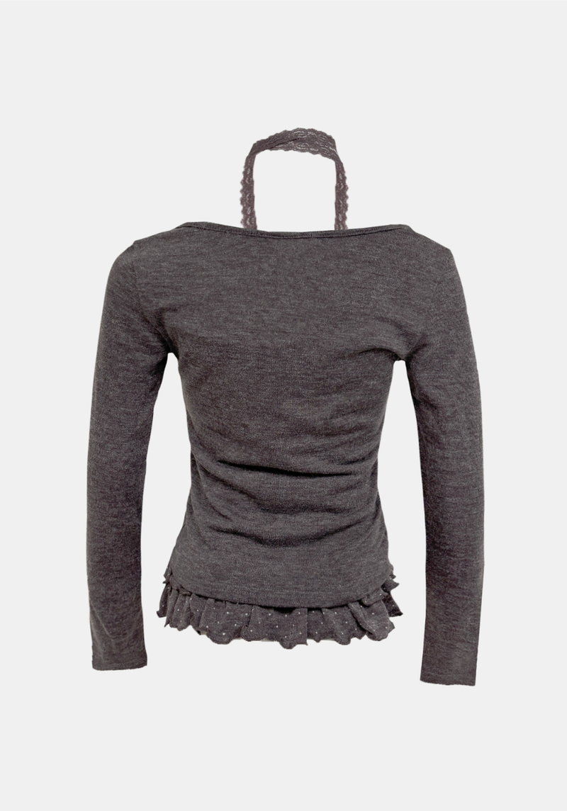 Dot Frill Lace Cardigan Set