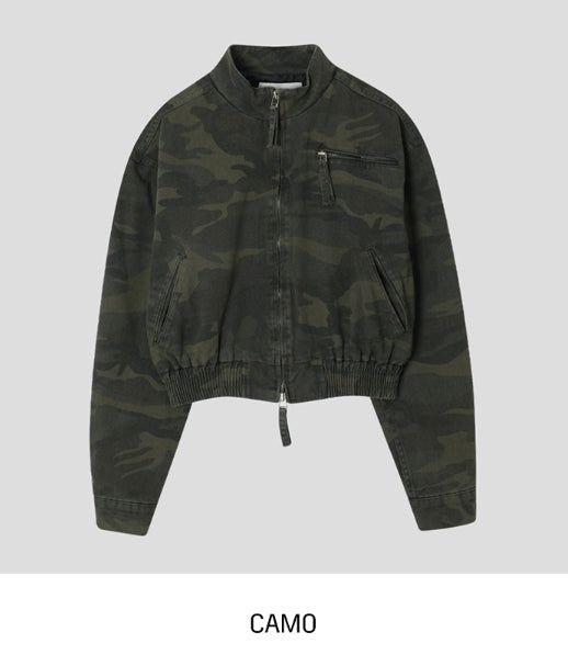 Camouflage Crop Rider Jacket