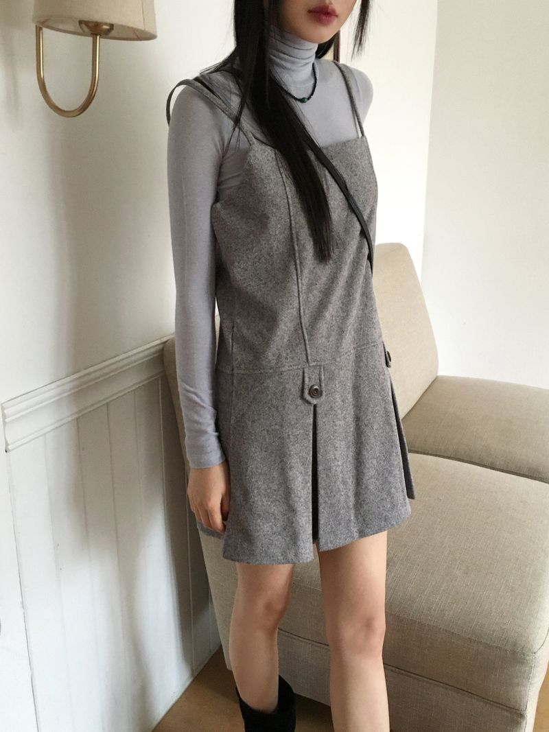 Ant herringbone wool pleated mini dress